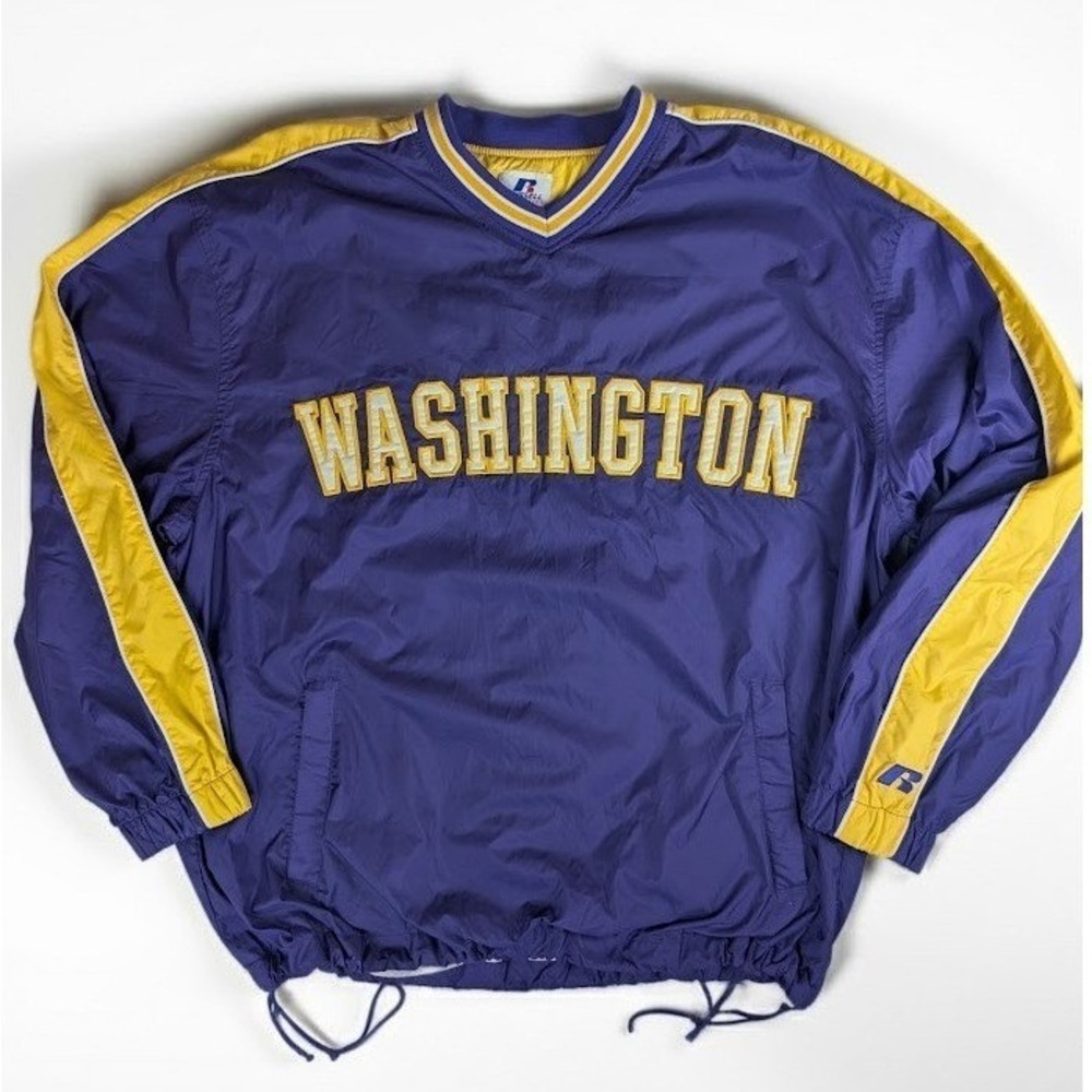 Vintage Russell Athletic Washington Huskies Warmup Windbreaker  Pullover Men's L